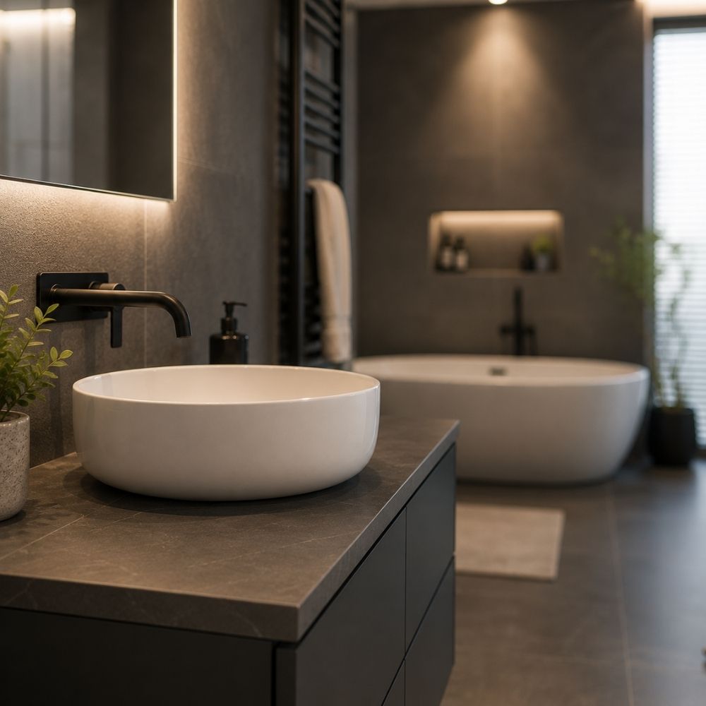 Finitions anthracite salle de bain
